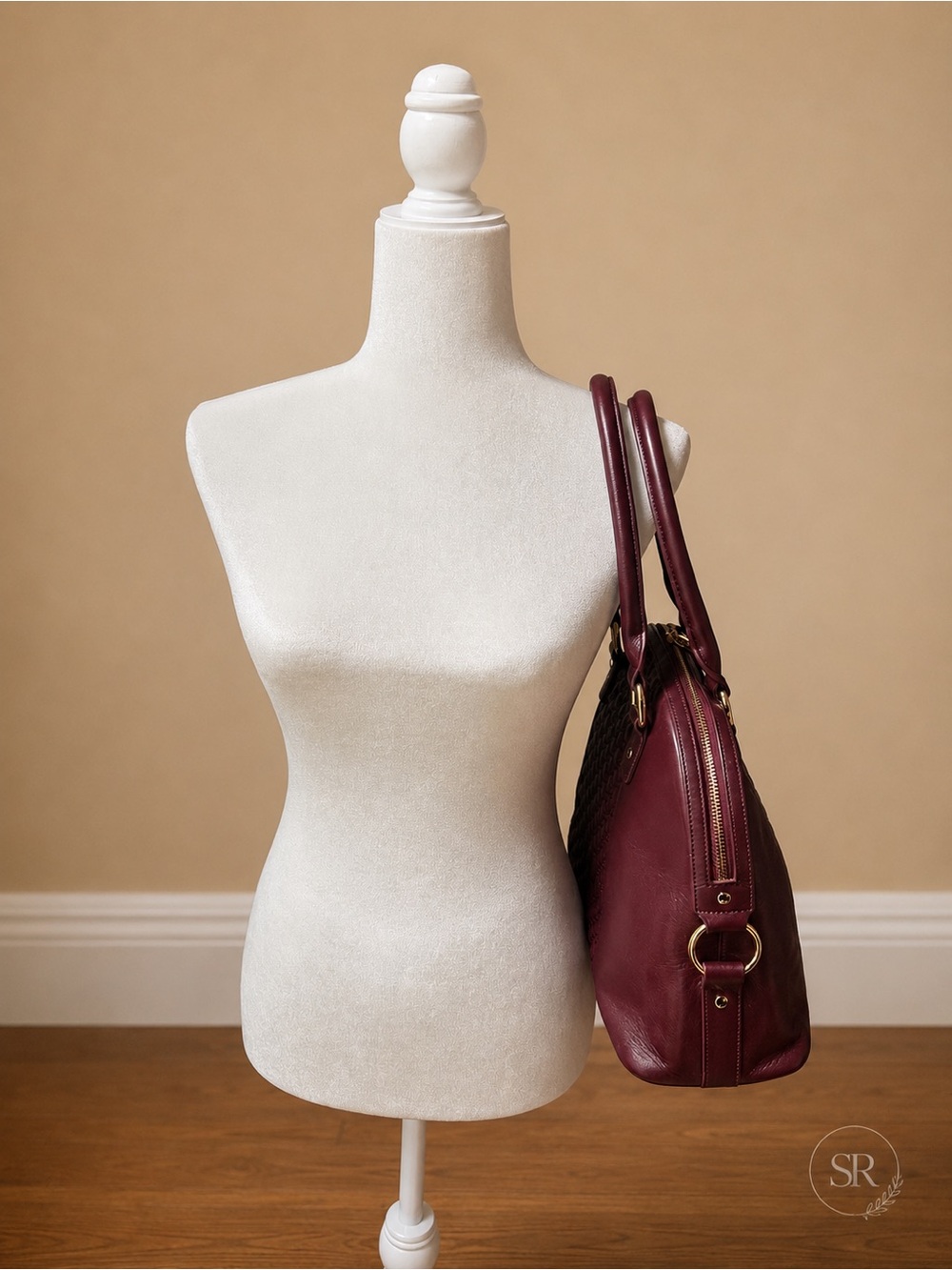 St. John Wine Leather Dome Satchel Quilted Shoulder Bag Purse - Picture 3 of 11